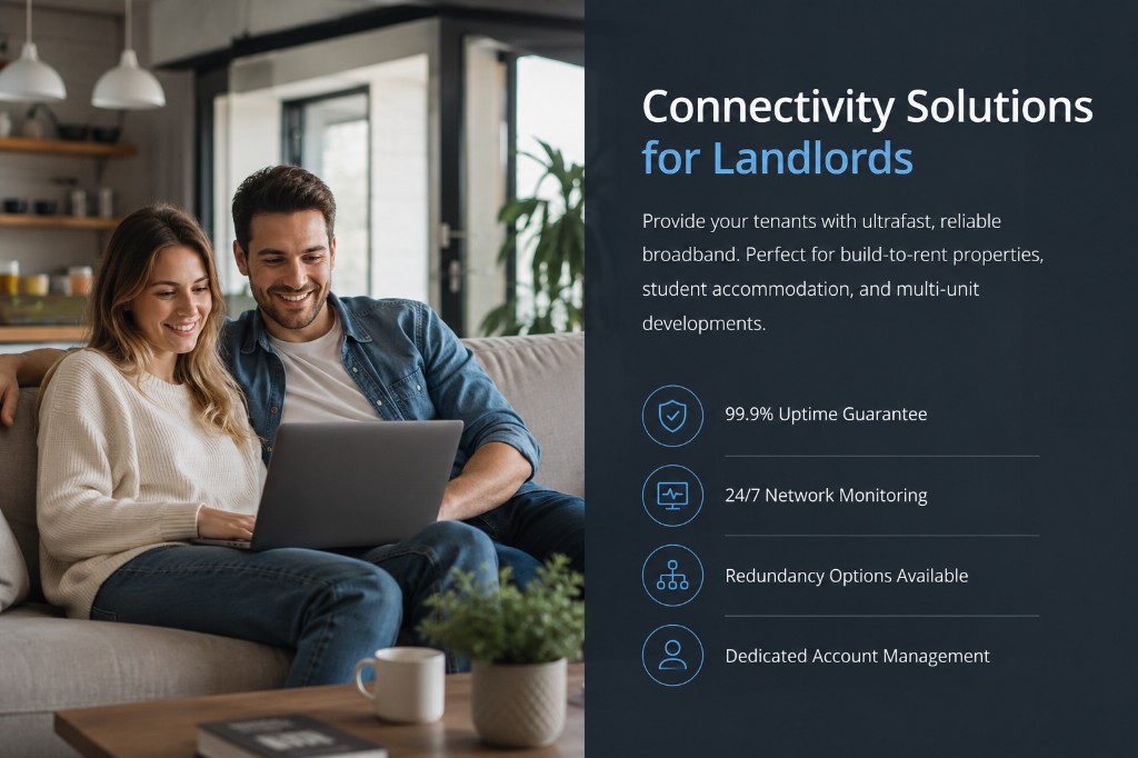 Tenants enjoying reliable broadband in a modern build-to-rent property